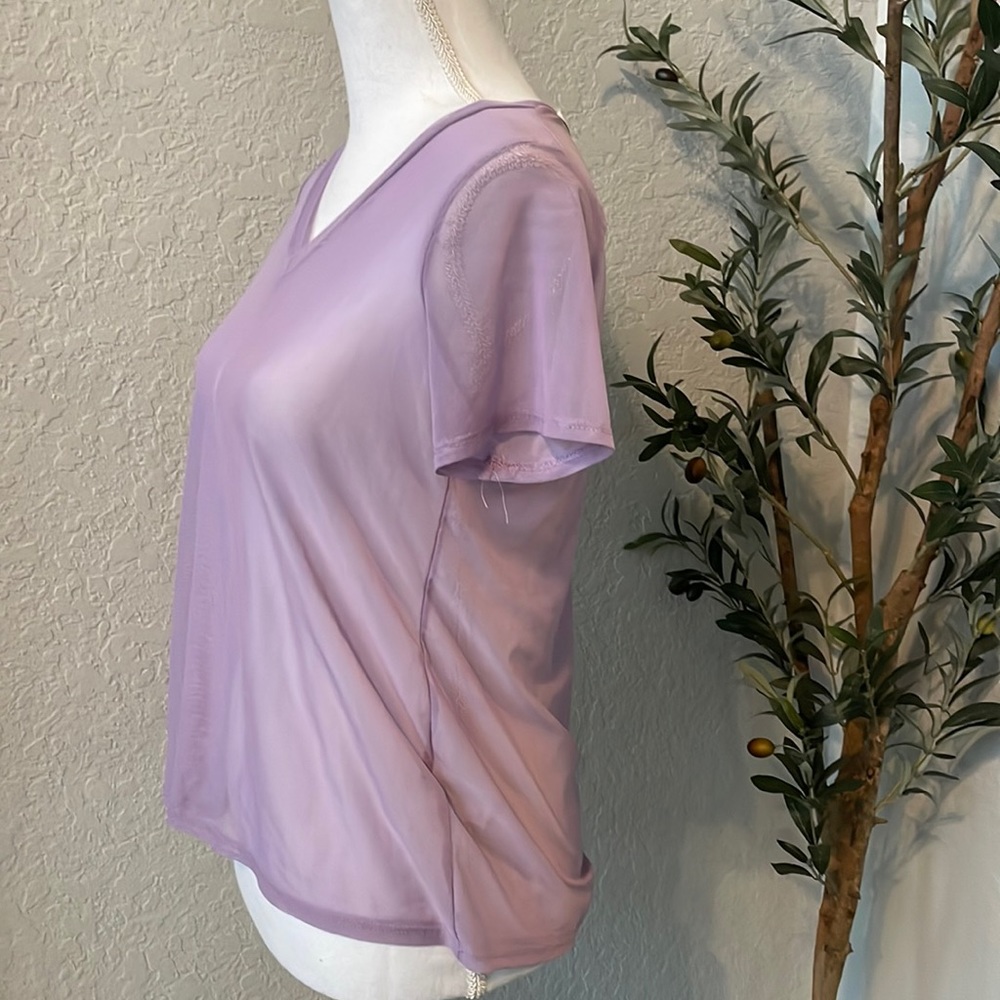 Y2K Vintage Charlotte Russe Sheer V-Neck Fairy Purple Blouse NEW Size XS - Picture 3 of 8